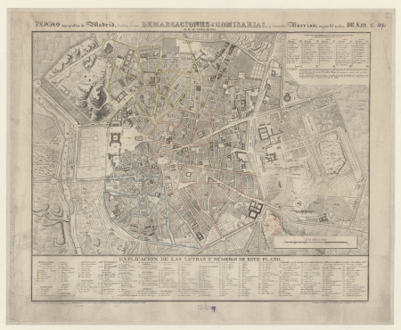 Topographic map of Madrid... / drawn by D. Pedro Lezcavo y Carmona; in 1812. Published by the SMD geographer Juan Lopez, and corrected and added to by the heir in 1835