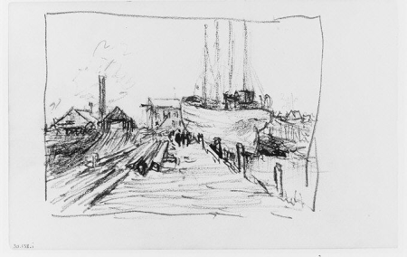Dock and Shipyard (from Sketchbook), Henry Ward Ranger