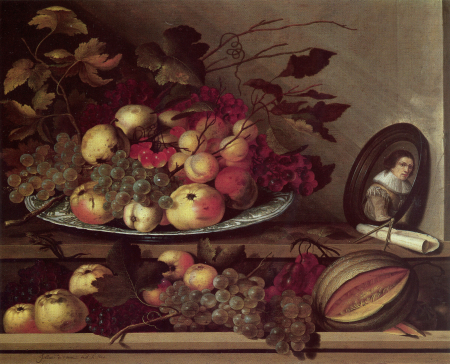 Still life with fruit and a self-portrait, Jan Davidsz. de Heem, 1628
