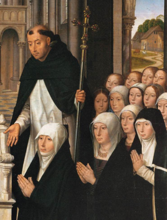 Virgin and Child with Sts James and Dominic (detail), Hans Memling, between 1488 and 1490