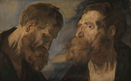 Two studies of heads of bearded men, Jacob Jordaens, between 1608 and 1678