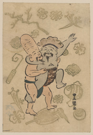 Daikoku to fukurokuju no sumō LCCN2009615261, Utagawa Toyokuni II, 1831
