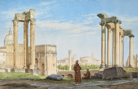 The Forum Romanum with the Colosseum in the background., Frederik Christian Lund, 1869