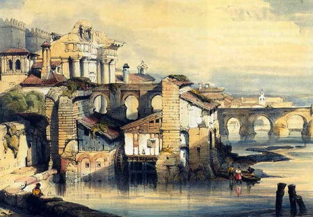 Guadalquivir River in Córdoba by David Roberts, David Roberts, 1832