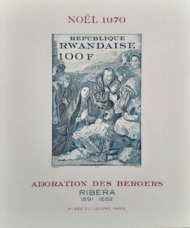Stamp of Rwanda - 1970 - Colnect 988429 - Adoration of the Shepherds by Jose de Ribera