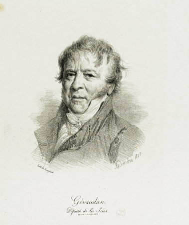 Gévaudan, / Deputy of the Seine. (Title inscribed (letter)) On the front, bottom from left to right, printed: "Lith de Langlumé"; "Gévaudan, / Deputy of the Seine.", Pierre Langlumé, 1823