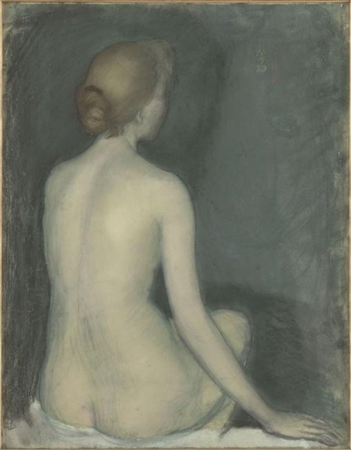 Denis - Femme nue, vue de dos, tournée vers la droite, RF 14915, Recto, Maurice Denis