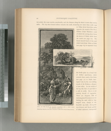 Well at the place of Elijah's sacrifice, and a view from the heights above it. Embracing a long line of the coast of the plain of 'Athlit, with a strip of blue sea beyond., 1881