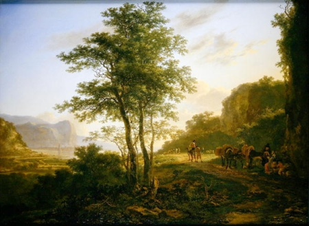 Italianate landscape with travellers on a path, Jan Both, 1646