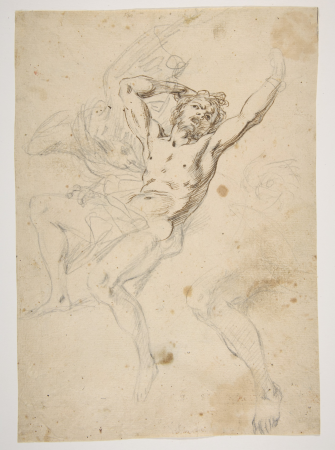 Study for a Prometheus Bound (recto); slight sketch of head and shoulders of man in lead pencil (verso), Salvator Rosa, 1615–73