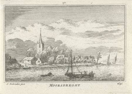 Gezicht op Moordrecht, 1631 Moorsdreght 1631 (titel op object), RP-P-OB-73.544, Abraham Rademaker, between 1727 and 1733