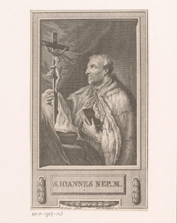 Heilige Johannes Nepomuk S. Ioannes Nep.M. (titel op object), RP-P-1907-143, Johann Ernst Mansfeld, between 1749 and 1796