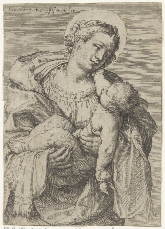 Maria met Kind, RP-P-OB-207.601, Agostino Carracci, between 1570 and 1609