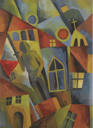 (ROLAND FROM BRANDENBURG IN FRONT OF THE NEUSTADT TOWN HALL), Arnold Topp, Executed in 1918.