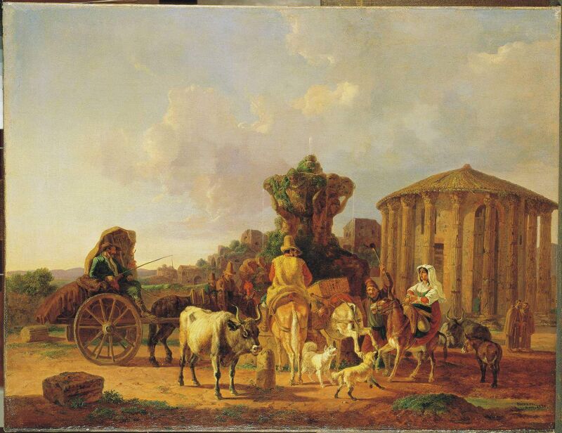 "Scene in front of the Temple of Vesta", Heinrich Bürkel, 1831