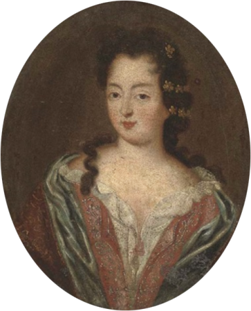"Portrait of a lady, the Duchess of Berwick(?), half-length, in a red dress and blue wrap", Pierre Gobert