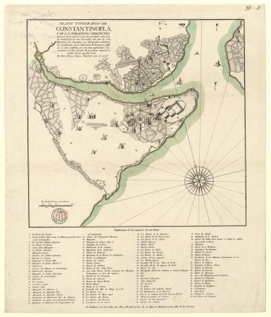 Topographic plan of Constantinople, and the adjacent populations: Far from a place to the east / By Don Tomas Lopez, 1783