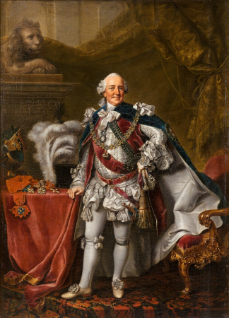 Portrait of Duke Ferdinand of Brunswick-Wolfenbüttel (1721–1792), Prussian Field-Marshal, showing him in his robe of the Order of the Garter with the blue ribbon of the Garter under his left knee, Johann Georg Ziesenis, from 1762 until 1766