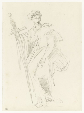 Manet - Figure debout, drapée, tenant un immense glaive, RF 30376, Recto, Édouard Manet