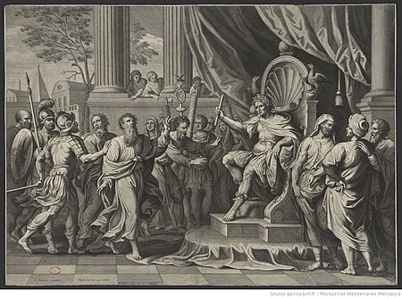 Poussin, Nicolas - Paul et Barnabé devant le proconsul Sergius Paulus Saint Paul conduit devant le Préteur, btv1b10488477j, Nicolas Poussin