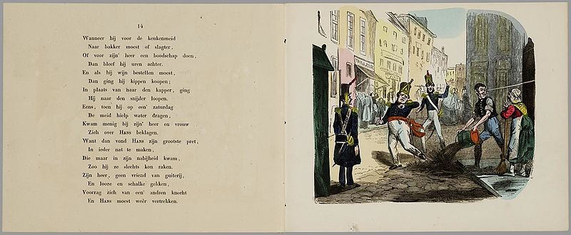 Loontje terug zijn beontje, or The sad end of the pranks of Hans-kijk-in-de-wereld / with plates engraved by Fuchs and Arum, after JWA Hilverdink and JW Kaiser