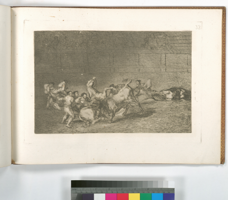 Two groups of picadors each run over by a single bull., 1815