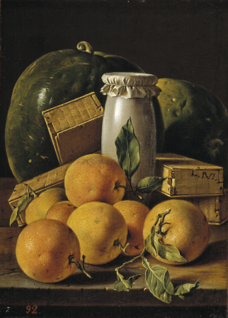 Still life with oranges, honey, boxes of sweets and watermelons, Luis Egidio Meléndez, circa 1760