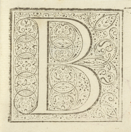 Letter B in een geornamenteerde omlijsting, RP-P-BI-4364, Dirck de Bray, between 1600 and 1699