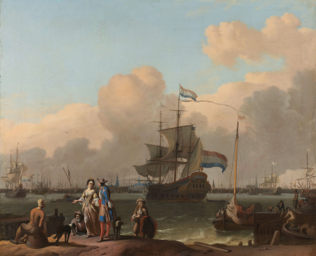 The Y at Amsterdam, with the Frigate 'De Ploeg', Ludolf Bakhuizen, between 1680 and 1708