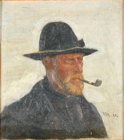 A fisherman smoking a pipe., Michael Peter Ancher, between 1867 and 1927