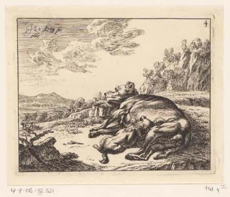 Arcadisch landschap met rotswand, RP-P-OB-52.521, Abraham Genoels, between 1650 and 1723