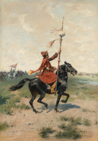 Lisowczyk (A Rider with a Bunchuk, A Rider with a Truncheon, With a Bunchuk)., Józef Brandt, circa 1883-1885