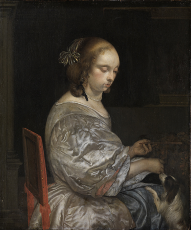 Young Lady with a Lapdog, Eglon van der Neer, between 1664 and 1666