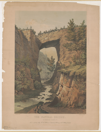 The natural bridge, Rockbridge County, Va. from a sketch by Maj. Ths. H. Williamson, instructor of drawing, in the Va. Military Institution - on stone by Jas. Queen ; P.S. Duval & Co. Lith. LCCN2014648441, James Fuller Queen, 1855