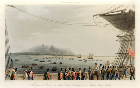 View from the Deck of the Upton Castle Transport, of the British Army Landing, John Heaviside Clark, April 1813