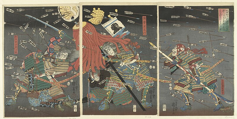 The last attack of the Kusunoki at Shijonawate, Utagawa Kuniyoshi, 1857 4th Lunar Month