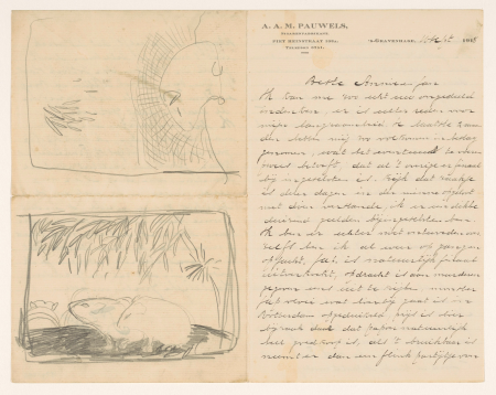 Twee schetsen met marmotten, RP-T-1979-292, Jan Mankes, between 1900 and 1920