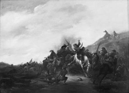 Skirmish between Cavalry and Infantry, Matthias Scheits, between 1645 and 1700