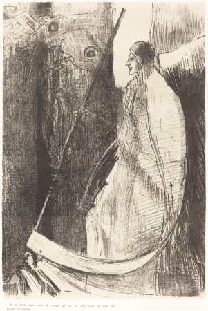 Et un autre ange sortit du temple qui est au ciel, ayant lui aussi une faucille tranchante (And another angel came out of the temple which is in heaven, and he also having a sharp sickle), Odilon Redon, 1899