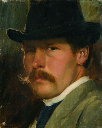 Self-Portrait with a Hat, Paul Raud, 1900