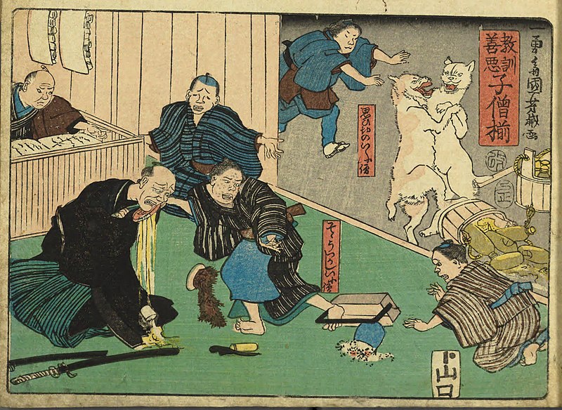 Lessons learned by good and bad monks, Utagawa Kuniyoshi