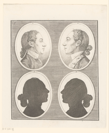 Vier jongenskoppen in ovalen, RP-P-2000-99, Johann Gottlieb Prestel, between 1700 and 1799