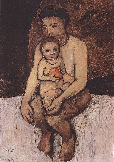 Seated mother with child on her lap, Paula Modersohn-Becker, 1906