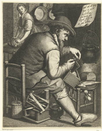 Een zuinige huisvader Gortenteller, RP-P-BI-648, Pieter Aertsen, between 1657 and 1707