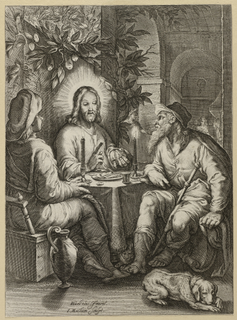 Maaltijd te Emmaüs. NL-HlmNHA 1477 53010687, Jacob Matham, between 1604 and 1608