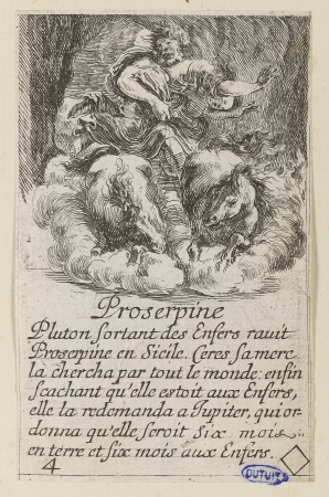 Jeu des fables. Proserpine. Dix-septième numéro d'une suite de 48 pièces. (A. de Vesme 512 Dutuit 116), GDUT2335, Stefano della Bella, En 1644
