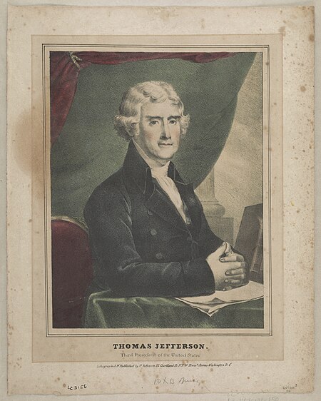 Thomas Jefferson-Third president of the United States - lithographed and published by H. Robinson, N.Y. & Washington, D.C. LCCN95502155, between 1840 and 1851