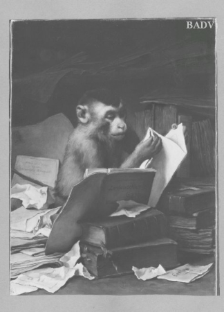 A monkey reading, Gabriel von Max, circa 1865