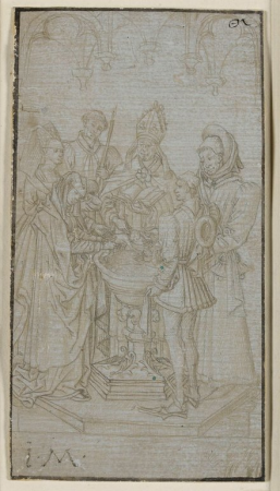 MAITRE DES ANCIENS PAYS-BAS XVè s - Un baptême, 159 DR Recto, Rogier van der Weyden