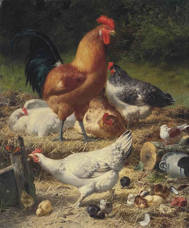 Eugène Rémy Maes - Chickens in a Farmyard, Eugène Rémy Maes, circa 1900